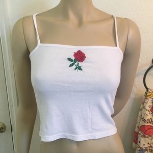 Rose embroidered tank top